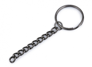 Schlüsselring Ø25 mm mit Kette nickel schwarz